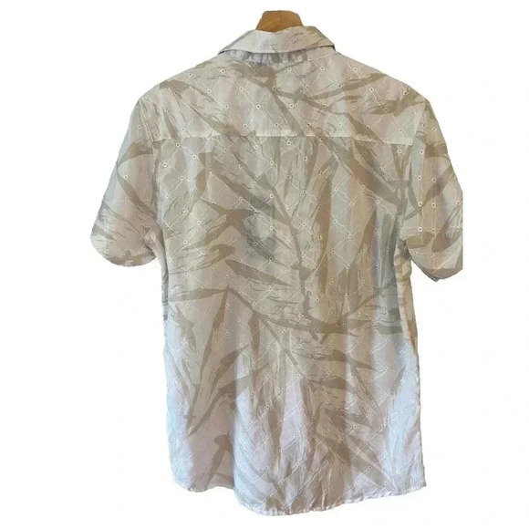 MONUMENT‎ MEN'S SHIRT SIZE MEDIUM WHITE/BEIGE FLORAL SHORT SLEEVES BUTTON DOWN - Picture 4 of 7